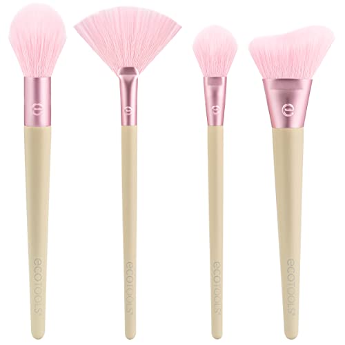EcoTools Elements Limited Edition Wind-Kissed Professional Makeup Brush Set, For Bronzer, Blush, or Highlighter, Ecofriendly Makeup Brushes for Liquid, Cream, or Powder Products, Vegan, 4 Piece Set