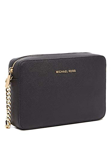 Michael Kors Women's Jet Set Crossbody Leather Bag, Black, Large