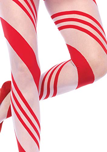 Leg Avenue Women's Christmas Holiday Spandex Tights, Candy Cane, One Size