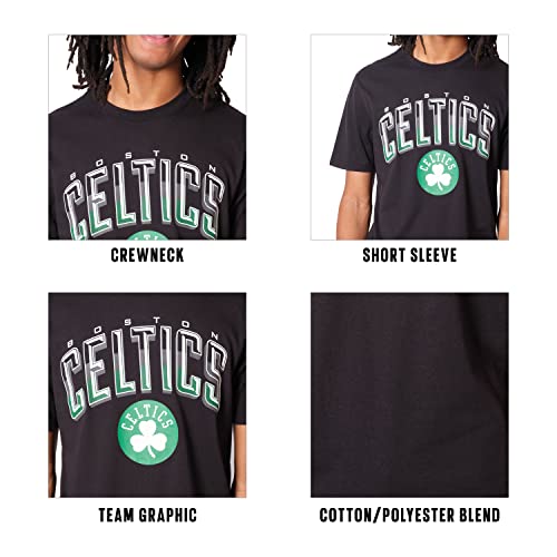 Ultra Game -NBA Boston Celtics Mens Arched Plexi Short Sleeve Tee Shirt, Black, Large
