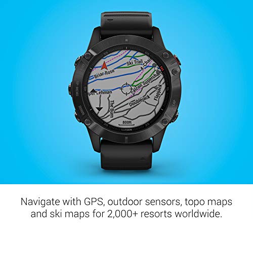 Garmin 010-02158-01 fenix 6 Pro, Premium Multisport GPS Watch, Features Mapping, Music, Grade-Adjusted Pace Guidance and Pulse Ox Sensors, Black