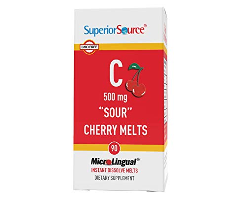 Superior Source Vitamin C 500 mg Sublingual Tablets - Buffered VIT C Sour Cherry Melts - Immune System Booster, Energy Vitamins - 90 Count