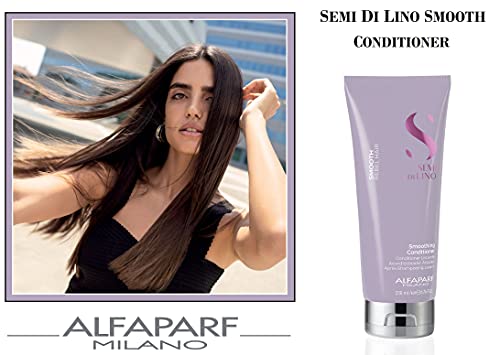 Alfaparf Milano Semi Di Lino Smooth Conditioner for Frizzy and Rebel Hair - Detangles Hair - Controls Frizz - Straightens and Hydrates Unruly Hair, 6.76 fl. oz.
