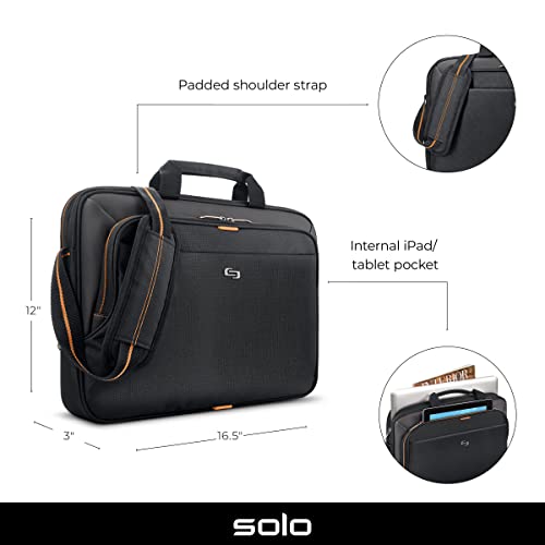 Solo New York Ace Slim Brief 15.6 Inch Device Briefcase, Black