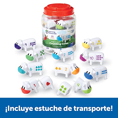 Learning Resources Snap-n-Learn Counting Cows Toy Set,Develops Color Recognition, Counting and Sorting Set, Farm Animals, 20 Pieces, Ages 18+ months