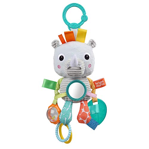 Bright Starts Playful Pals Activity Take-Along Toy, Rhino, Newborn +