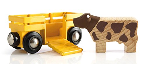 Brio World 33404 - Farm Train - 5 Piece Wooden Toy Train Set for Kids Age 3 and Up