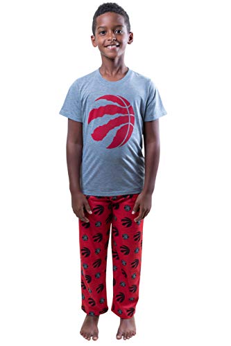 Ultra Game NBA Toronto Raptors Youth 2 Piece Pjs Lounge Pants and Tee Set, Team Color, 10/12