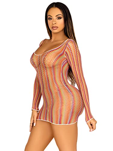 Leg Avenue womens Fishnet Long Sleeve Halter Dress Lingerie Set, Multi, One Size US