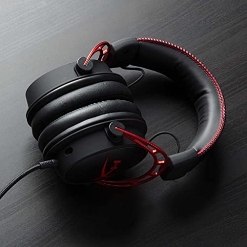 HyperX Cloud Alpha - Gaming Headset, Dual Chamber Drivers, Legendary Comfort, Aluminum Frame, Detachable Microphone, Works on PC, PS4, PS5, Xbox One/ Series X|S, Nintendo Switch and Mobile – Red