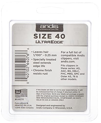 Andis 64960 Carbon-Infused Steel UltraEdge Narrow Cut Dog Clipper Blade, Size-5/8, 1/32-Inch Cut Length