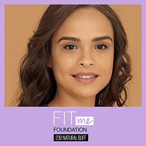 Maybelline Fit Me Dewy + Smooth SPF 18 Liquid Foundation Makeup, Natural Buff, 1 Count
