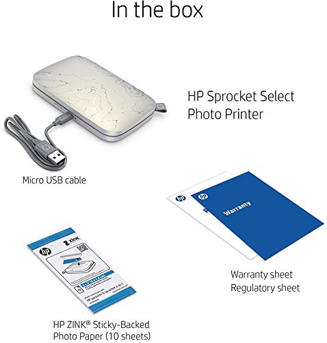 HP Sprocket Select Portable 2.3x3.4' Instant Photo Printer (Eclipse) Print Pictures on Zink Sticky-Backed Paper from your iOS and Android Device.