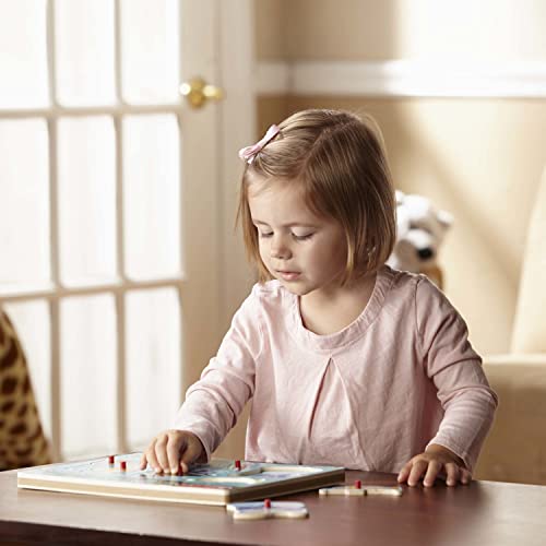 Melissa and Doug Musical Instruments Sound Puzzle - Wooden Peg Puzzle (8 pcs) - Wooden Peg Chunky Baby Puzzle, Music Learning Toys, Musical Sound Puzzles For Toddlers And Preschoolers Ages 2+