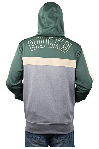 Ultra Game NBA Milwaukee Bucks Mens Soft Fleece Full Zip Jacket Hoodie, Team Color, Medium