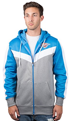 Ultra Game NBA Oklahoma City Thunder Mens Soft Fleece Full Zip Jacket Hoodie, Team Color, Medium