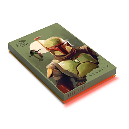 Seagate Boba Fett Drive Special Edition FireCuda External Hard Drive 2TB Officially-Licensed - 2.5 Inch USB 3.2 Gen 1 Red LED RGB lighting with Rescue Services (STKL2000406)