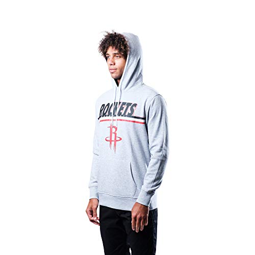 Ultra Game NBA Houston Rockets Mens Fleece Hoodie Pullover Sweatshirt Out Of Bounds, Heather Gray, Small