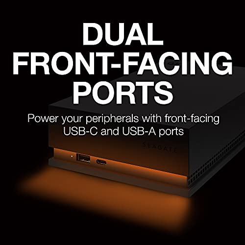 Seagate FireCuda Gaming Hub External Hard Drive HDD 16TB - USB 3.2, Customizable RGB LED lighting, Dual forward-facing USB for Desktop PC with Rescue Services (STKK16000400)