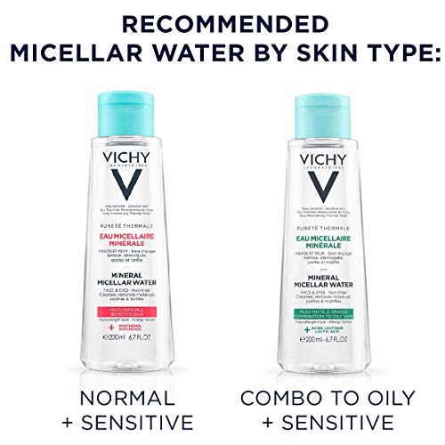 Vichy Pureté Thermale One Step Micellar Water Face Toner and Makeup Remover, Alcohol Free Facial Cleanser with Vitamin B5, Non-Drying for Sensitive Skin
