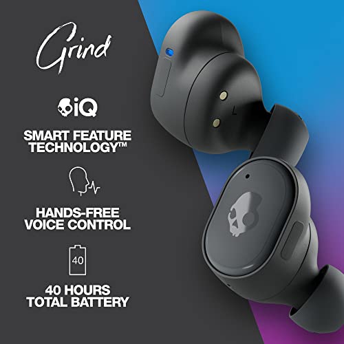 Skullcandy Grind True Wireless In-Ear Bluetooth Earbuds Compatible with iPhone and Android / Charging Case and Microphone / Great for Gym, Sports, and Gaming, IP55 Water Dust Resistant - Grey