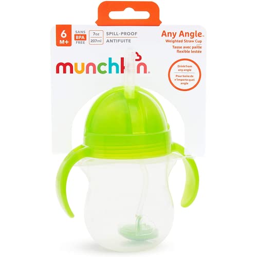 Munchkin® Any Angle™ Weighted Straw Trainer Cup with Click Lock™ Lid, 7 Ounce, Green