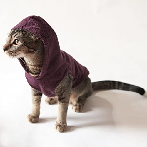 Gooby Fleece Vest Hoodie Dog Sweater - Plum, Medium - Warm Pullover Dog Hoodie with O-Ring Leash - Winter Hooded Small Dog Sweater - Dog Clothes for Small Dogs Boy or Girl, and Medium Dogs