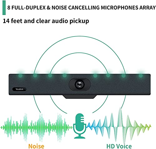 Yealink UVC34 4K Video and Audio Conference Room Camera System Video Bar with Auto Framing AI Face Enhancement for Office Business 120°Wide Angle, 8 mic Array with Teams Zoom Meeting Rooms Certified