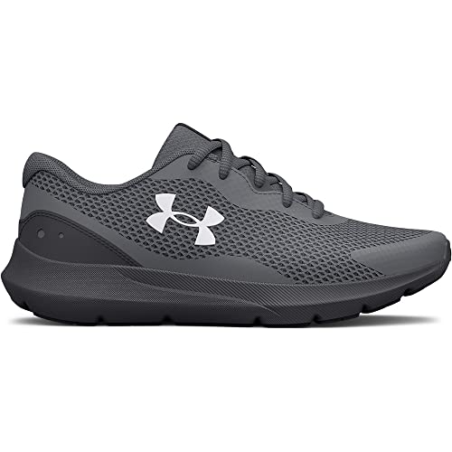 Under Armour Boy's Surge 3 Sneaker, (103) Pitch Gray/Jet Gray/White, 5.5 Big Kid
