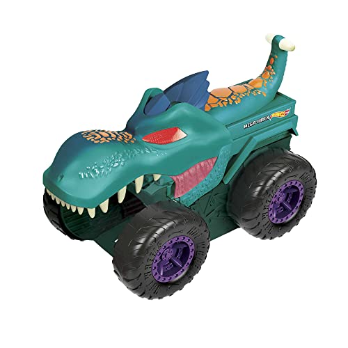 Hot Wheels Monster Trucks Car Chompin' MEGA-Wrex, Large Toy Monster Truck and 1:64 Scale Toy Car, 'Eats' and 'Poops' 1:64 Scale Vehicles