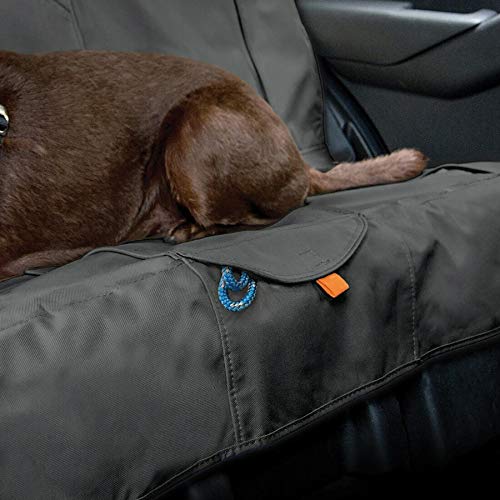 Kurgo Dog Seat Cover | Car Bench Seat Covers for Pets | Dog Back Seat Cover Protector | Water Resistant for Dogs | Contains Seat Anchors | Scratch Proof | Cars | Wander Bench Seat Cover Style | 53 Inches | Charcoal Grey / Gray