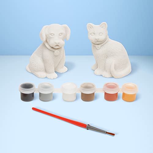 Melissa and Doug Created by Me! Pet Figurines Craft Kit (Resin Dog and Cat, 6 Paints, Paintbrush)