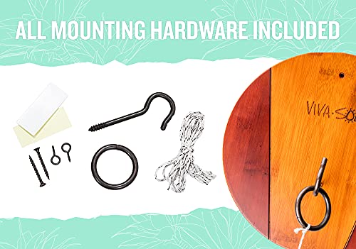 Viva Sol Premium Bamboo Walnut Finish Hook and Ring Target Game for Use Indoors and Outdoors