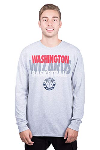 Ultra Game NBA Washington Wizards Mens Supreme Long Sleeve Pullover Tee Shirt, Heather Gray, Large