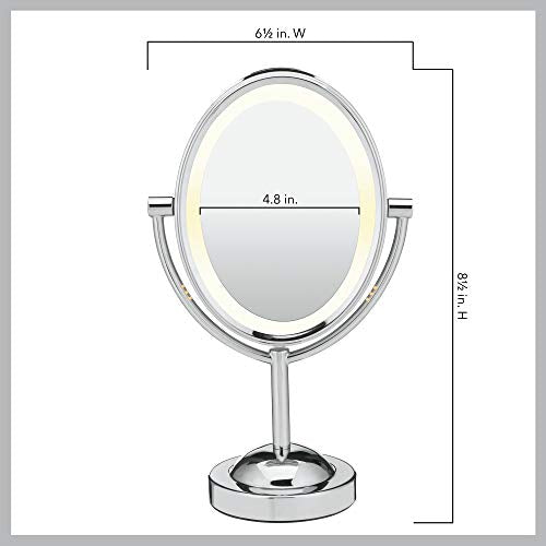 Conair Double-Sided LED Lighted Vanity Makeup Mirror, Corded, 1x/7x magnification, Polished Chrome finish
