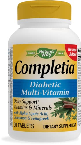 Nature's Way Completia Diabetic Multivitamin, High Potency B-Vitamins. 90 Tablets