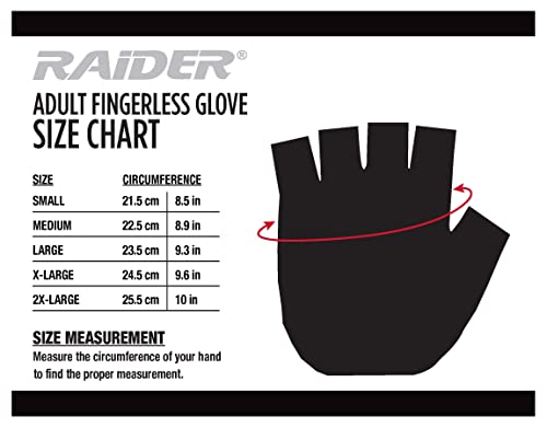 Raider BCS-500-S BCS-500 Leather Fingerless Men's Motorcycle Premium Driving Gloves (Black, Small)