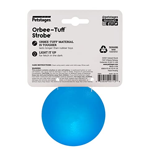Planet Dog Orbee-Tuff Strobe Ball Blue Light Up LED Dog Toy