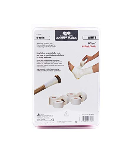 MUELLER Athletic Tape, 1.5' x 10yd Roll, White, 6 Pack