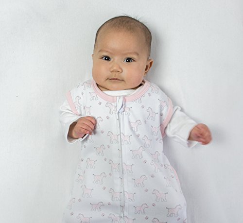 Amazing Baby Cotton Sleeping Sack, Wearable Blanket with 2-way Zipper, Pink Tiny Zebras, Medium (6-12 mo)