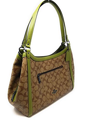 COACH Women's Kristy Shoulder Bag (Signature Canvas - Khaki - Olive Green)