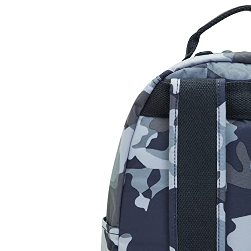 Kipling Women's Seoul Small Backpack, Durable, Padded Shoulder Straps with Tablet Sleeve, School Bag, Cool Camo Grey, 10.5''L x 13.75''H x 6.75''D