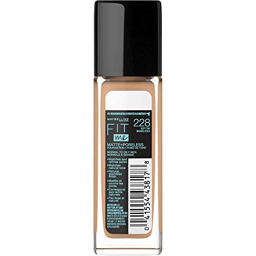 Maybelline Fit Me Matte + Poreless Liquid Oil-Free Foundation Makeup, Soft Tan, 1 fl; oz