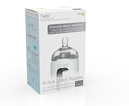Kiinde Twist Active Latch Nipples for Breast Milk - Fast Flow (2 Pack)