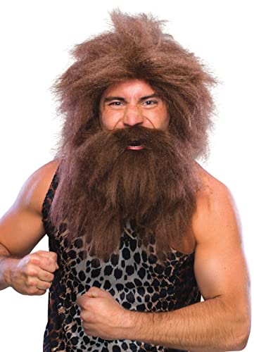 Rubie's mens Characters Caveman Beard and Set Wig, Brown, One Size Party Supplies, Brown, One Size US