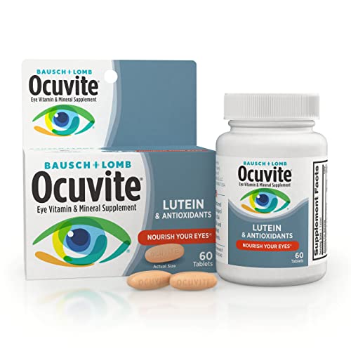 Bausch and Lomb Ocuvite Eye Vitamin and Mineral Supplement, Contains Zinc, Vitamins A, C, E, and Lutein, Pink,Tablet, 60 Count
