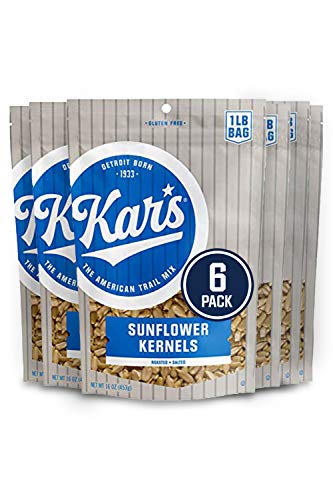 Kar's Nuts Sunflower Kernels Snacks - Roasted and Lightly Salted - 16 Ounce Resealable Pouch (Pack of 6)