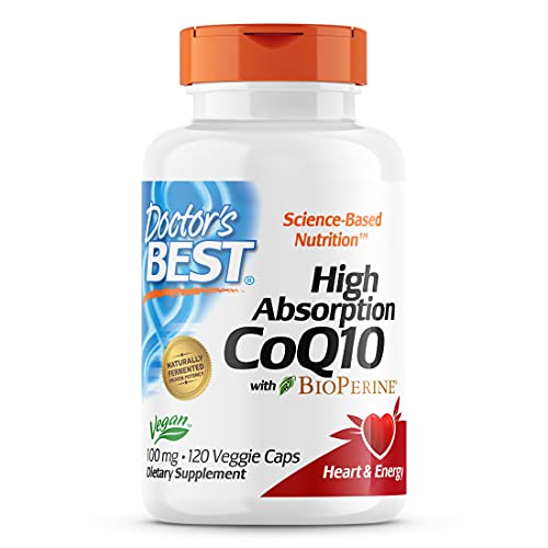 Doctor's Best High Absorption CoQ10 with Bioperine, Heart Health and Energy Production, Non-GMO, Gluten and Soy Free, Vegan, 100 Mg, 120 count