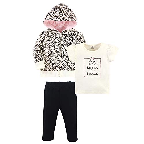 Little Treasure Unisex Baby Hoodie, Bodysuit or Tee Top, and Pant Set, Leopard Toddler, 4 Toddler