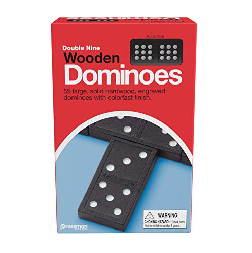 Pressman 1621-12 Double Nine Wooden Dominoes, 5'